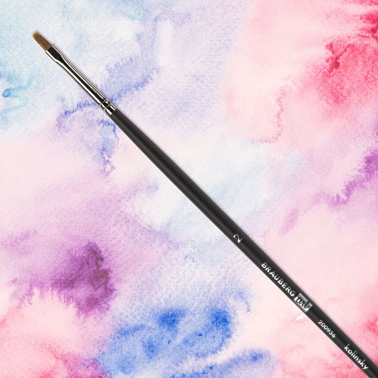 Кисть художественная профессиональная Art Classic, колонок, плоская, № 2, длинная ручка, Brauberg — картинка 5