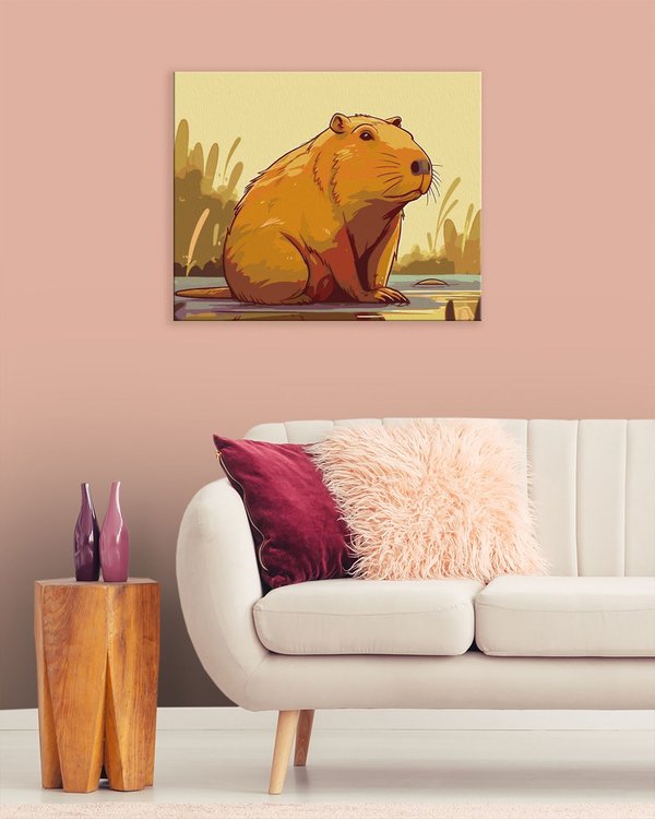 Картина по номерам «Капибара сидит на бережке» — картинка 3