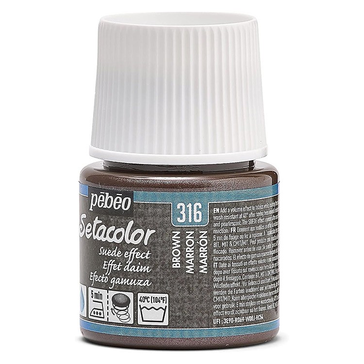 Краска для темных и светлых тканей с эффектом замши Pebeo Setacolor (коричневая), 45 мл — картинка 3