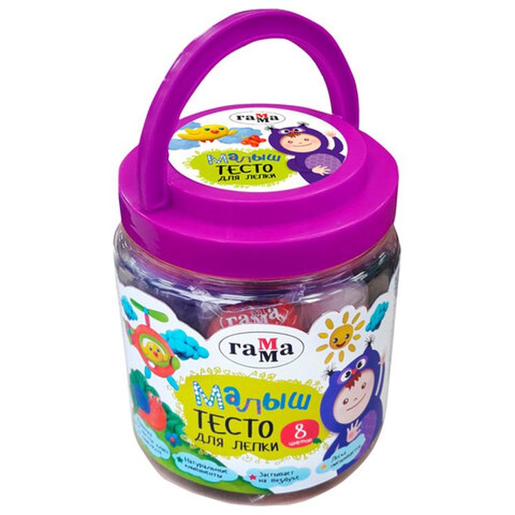 Пластилин на растительной основе (тесто для лепки) Gamma «Малыш», 8 цветов, 200 г, формочка — картинка 2
