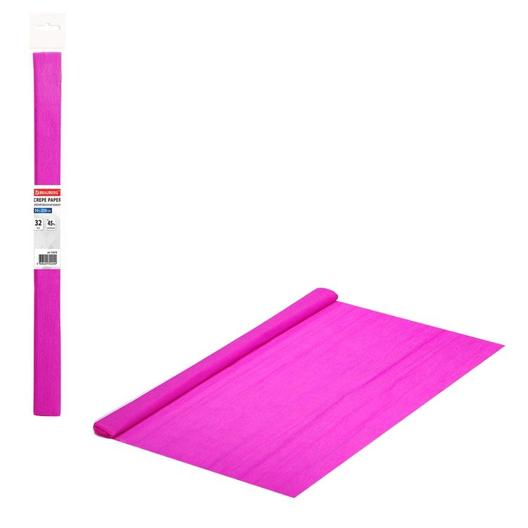 Бумага гофрированная (креповая), 32 г/м2, фуксия, 50х250 см, в рулоне, Brauberg — картинка 3