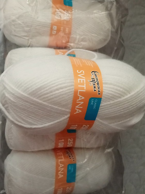 Пряжа Семеновская Svetlana (964), ультрабелый 5 шт. по 100 г — картинка 3