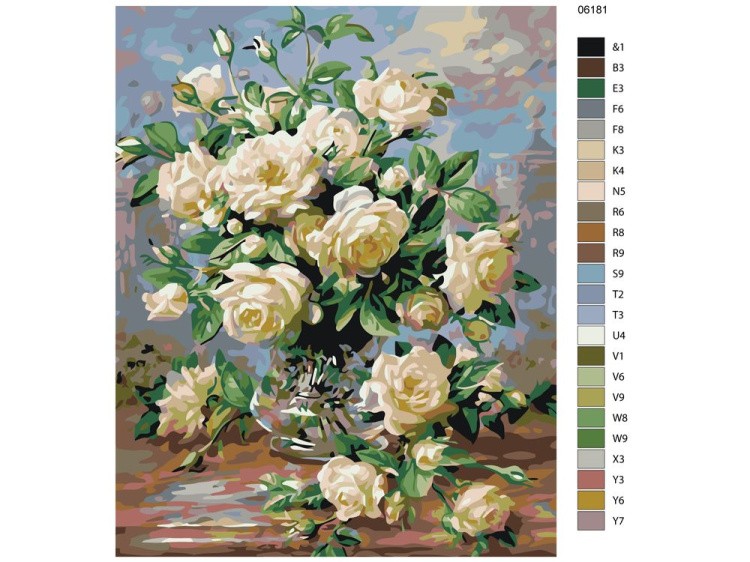 Картина по номерам «Белые розы» — картинка 2