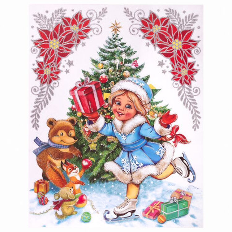 Украшение для окон и стекла «Снегурочка на коньках» — картинка 2