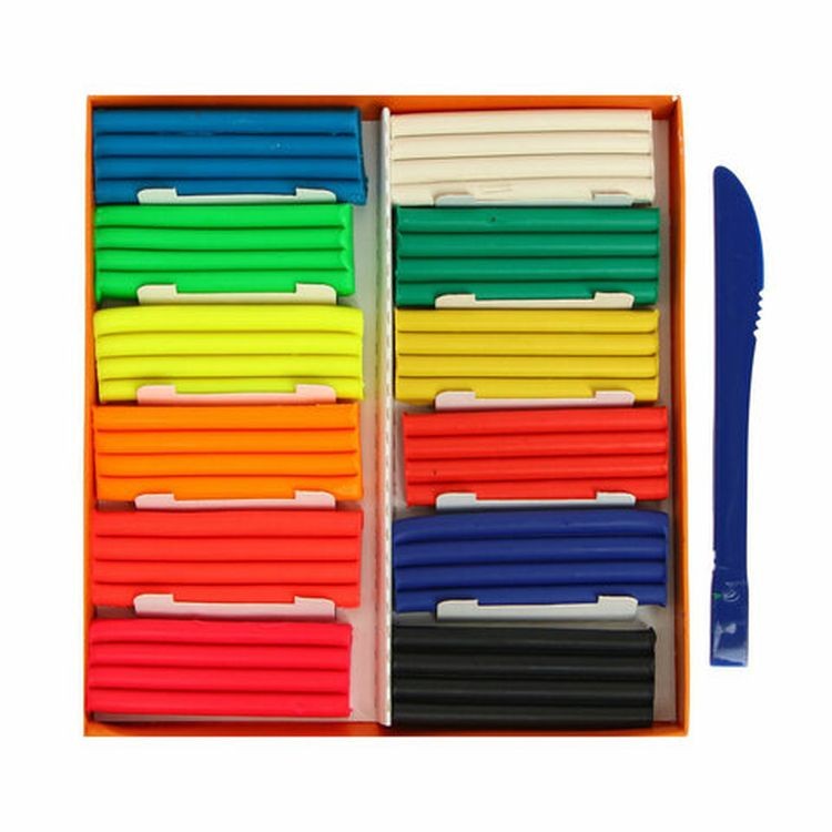 Пластилин классический Gamma «Оранжевое солнце», 12 цветов, 6 классических + 6 флуоресцентных, 168 г, стек — картинка 2