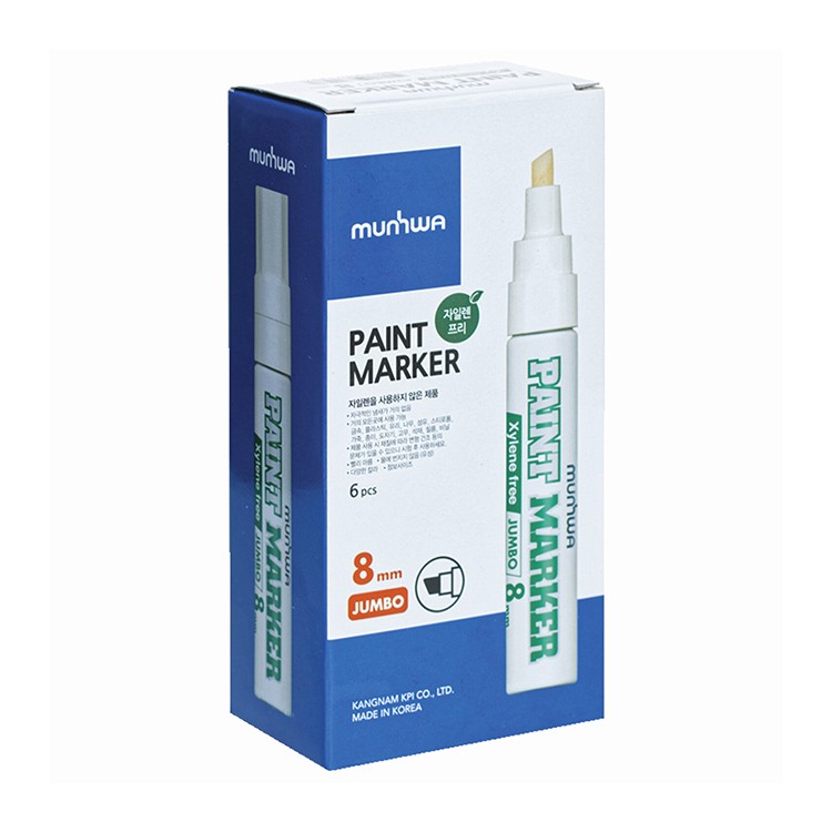 Маркер-краска лаковая 8 мм, White, Jumbo алюминиевый корпус, MunHwa — картинка 3