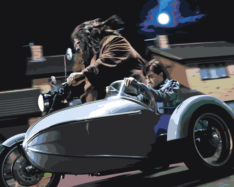 Картина по номерам «Хагрид и Гарри Поттер мотоцикл 40х50»