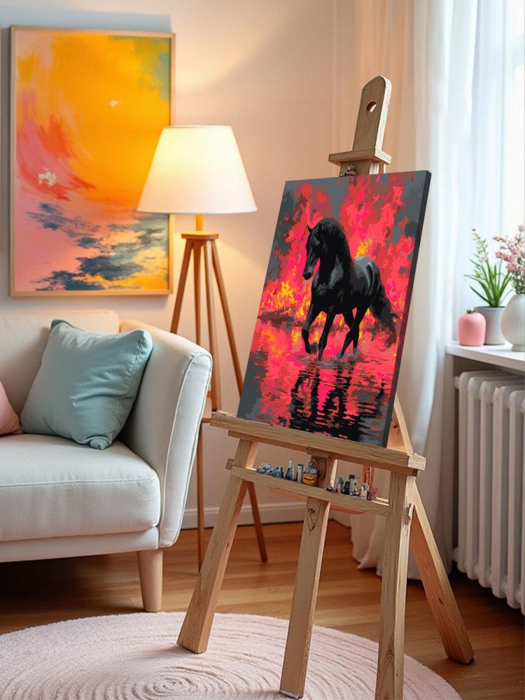 Картина по номерам Огненная лошадь светящаяся Символ года — картинка 10