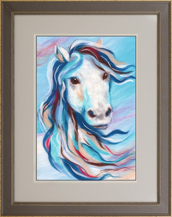 Картина шерстью «Лазурная лошадка» — картинка 2