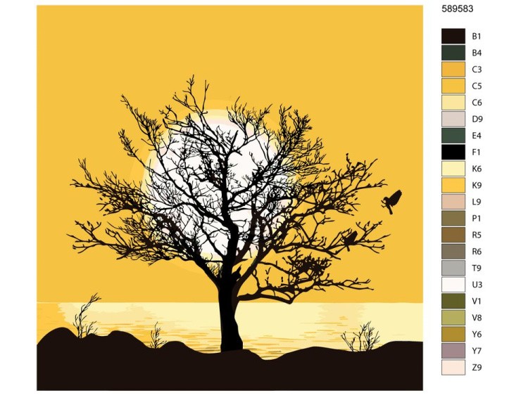 Картина по номерам «Дерево на закате» — картинка 2