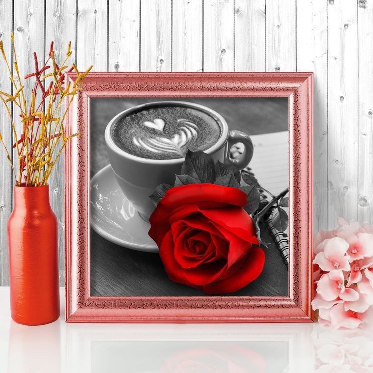 Алмазная вышивка «Роза и кофе» — картинка 2