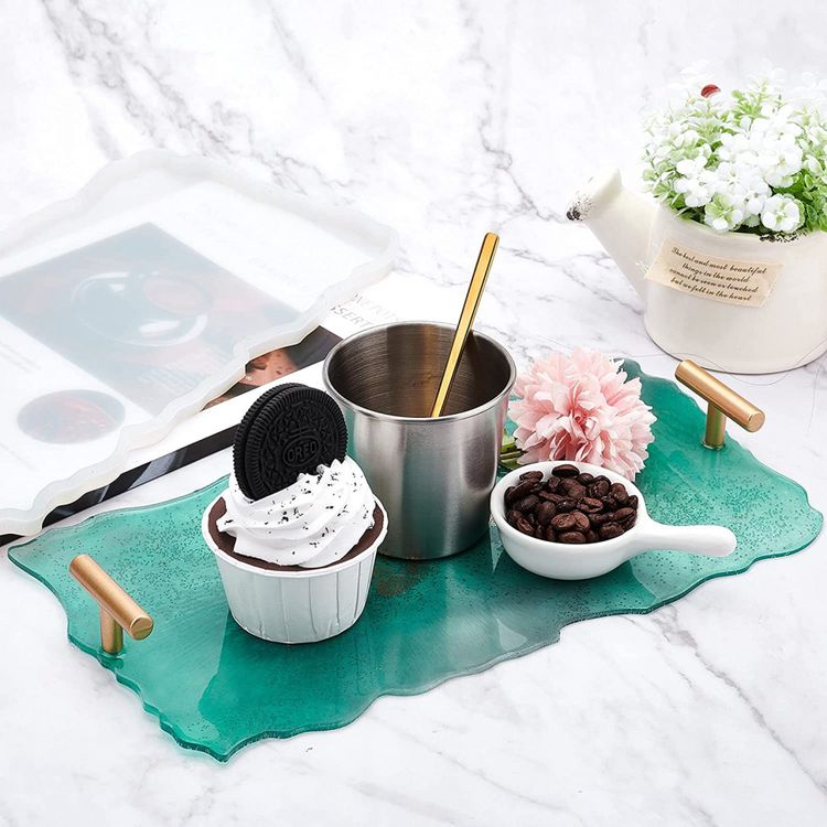 Силиконовый молд для эпоксидной смолы - Поднос жеода №2, 36х21 см — картинка 3