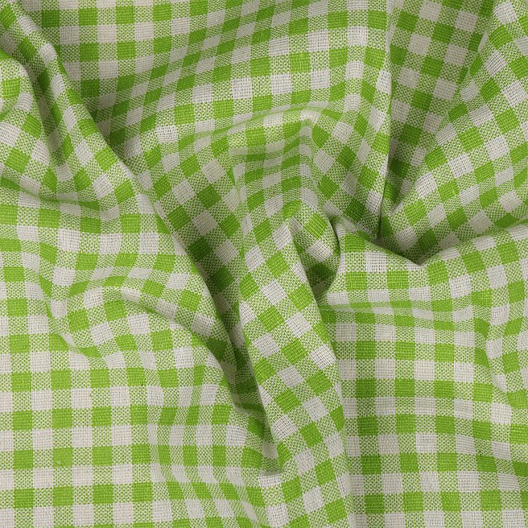 Ткань льняная, 3 м x 150 см, 140 г/м², цвет: зеленый, клетка, TBY — картинка 2