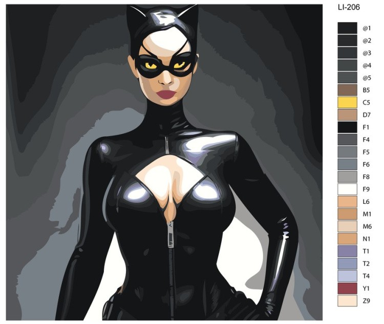 Картина по номерам «Стильная женщина-кошка» — картинка 2