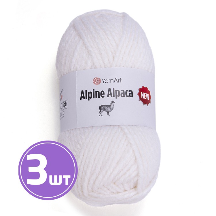 Пряжа YarnArt Alpine Alpaca New (Альпина альпака нью) (1440), ультра белый, 3 шт. по 150 г