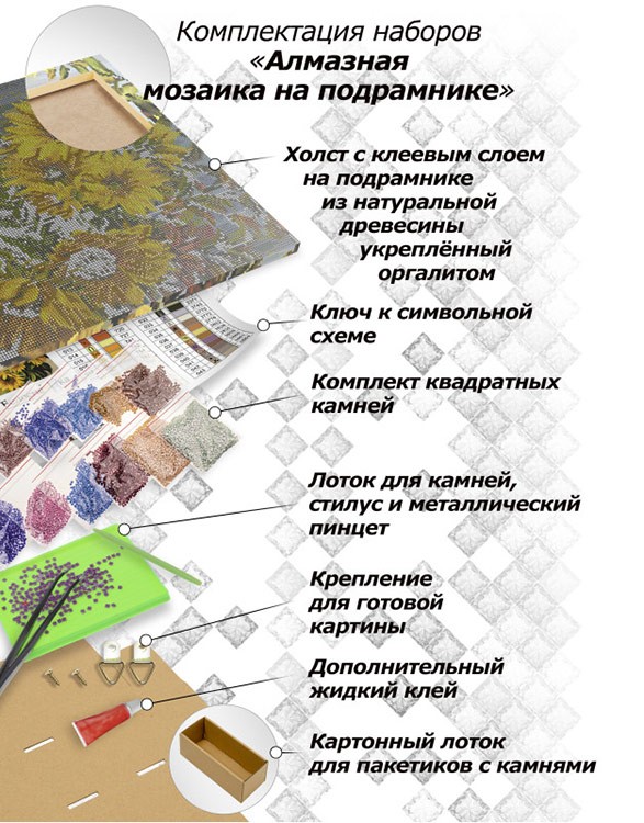 Алмазная вышивка «Ирисы и фиалки» — картинка 3