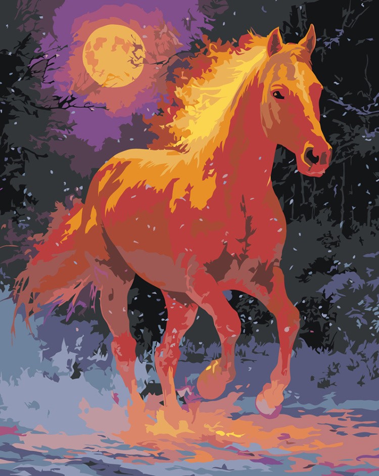Картина по номерам Красная огненная лошадь Символ года