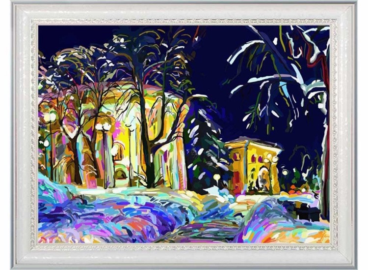 Открытка по номерам «Сцена в ночном саду» — картинка 2
