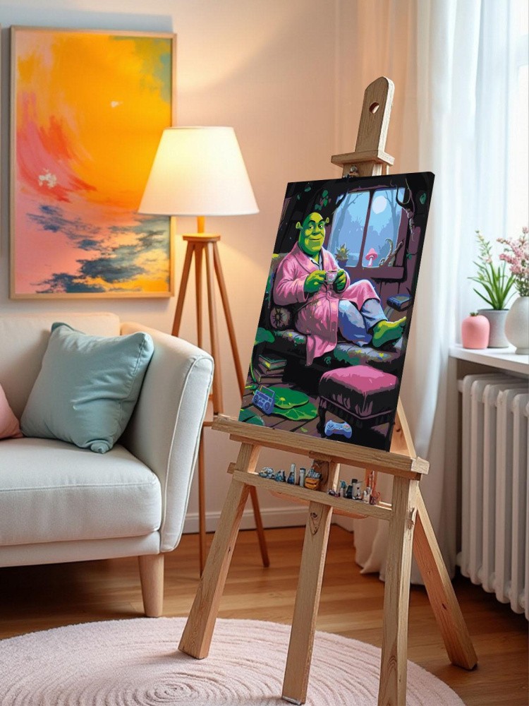Картина по номерам Шрек в розовом халате — картинка 10