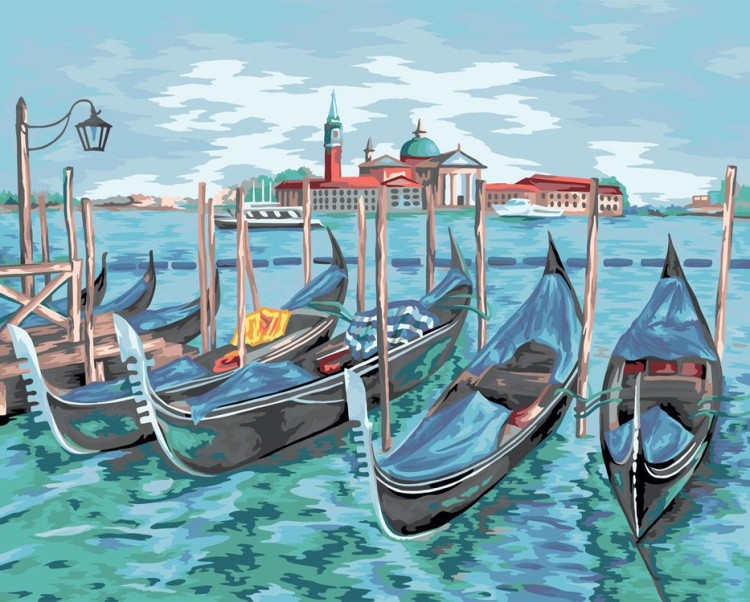 Картина по номерам «Гондолы в Венеции»