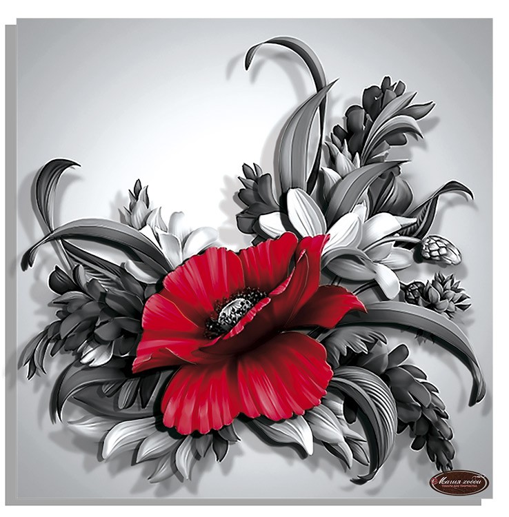 Набор папертоль «Мак на черно-белом» 29x29 см   — картинка 2