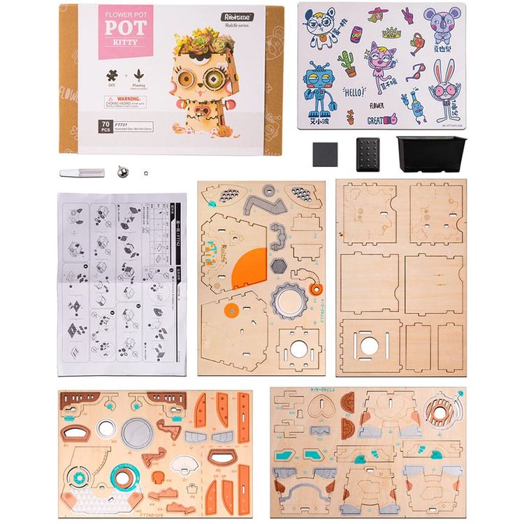 3D-пазл Цветочный горшок «Котенок», 70 элементов — картинка 5