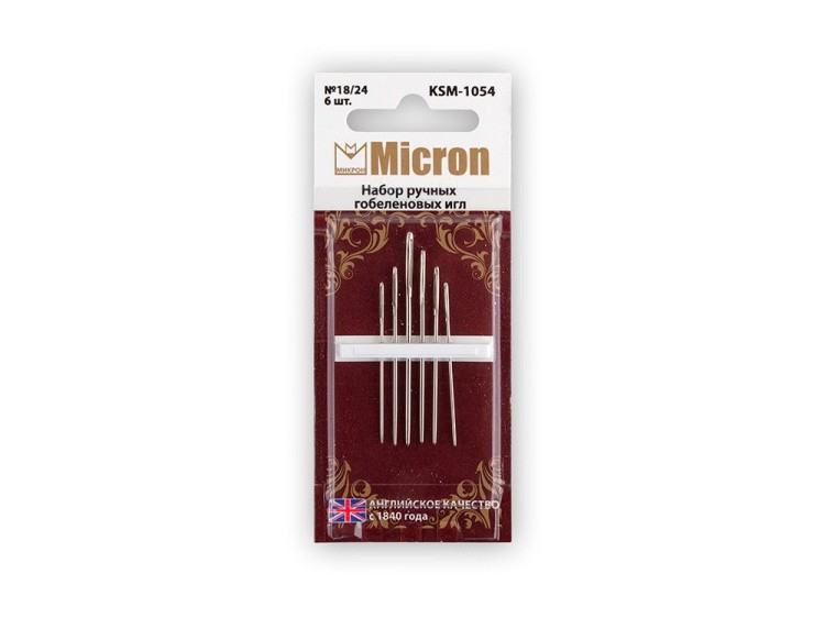 Набор ручных гобеленовых игл Micron №18/24, 6 шт., арт. KSM-1054