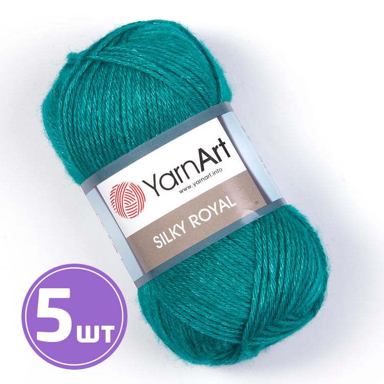 Пряжа YarnArt Silky Royal (439), изумрудный меланж, 5 шт. по 50 г