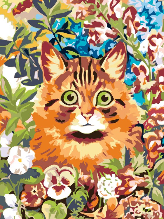 Картина по номерам «Котик в саду»