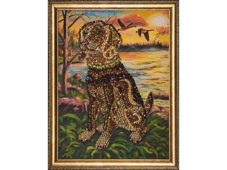 Картина на холсте из пайеток «На охоте» — картинка 2