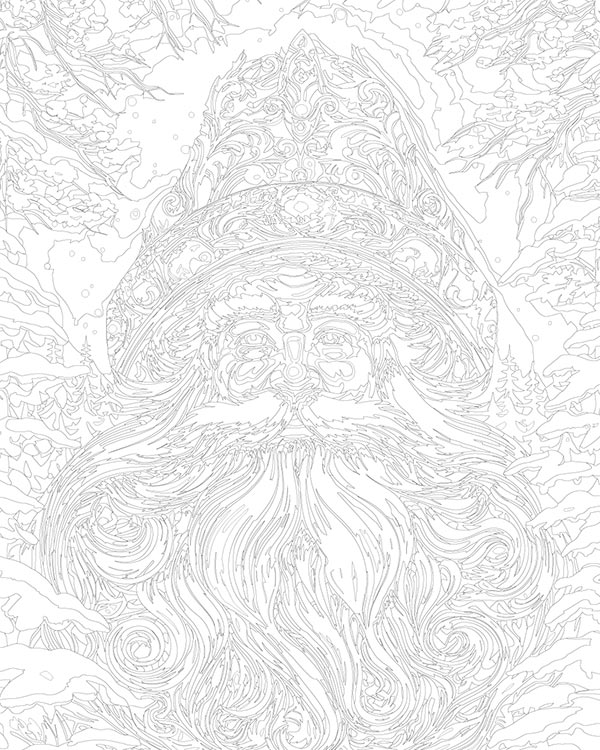 Картина по номерам «Новогодняя: Дед Мороз и заснеженные ёлки» — картинка 3