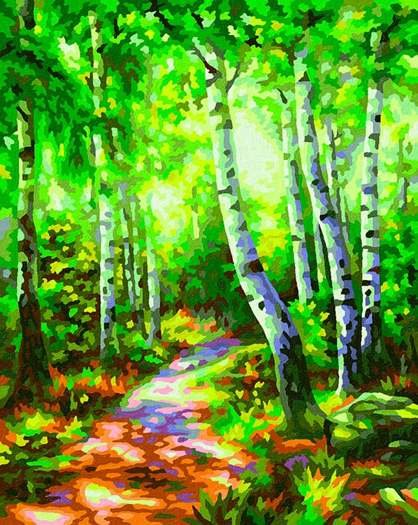 Картина по номерам «Березовый лес»