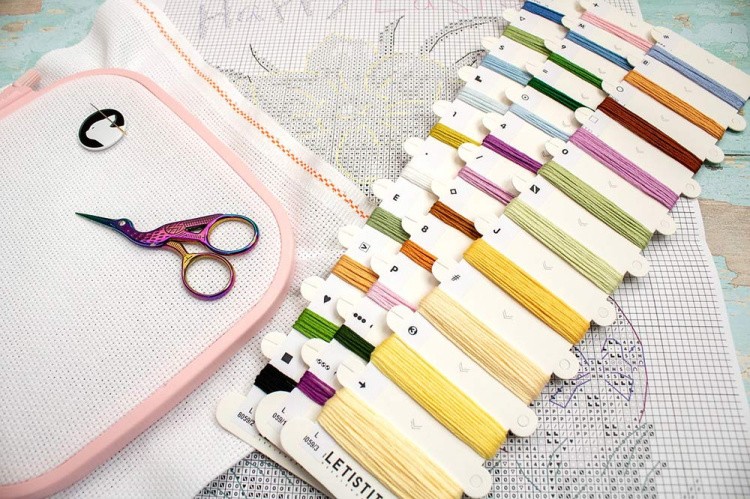 Набор для вышивания «Three Chicks with Daffodils and Egg (Три цыпленка с нарциссами и яйцом)» — картинка 3