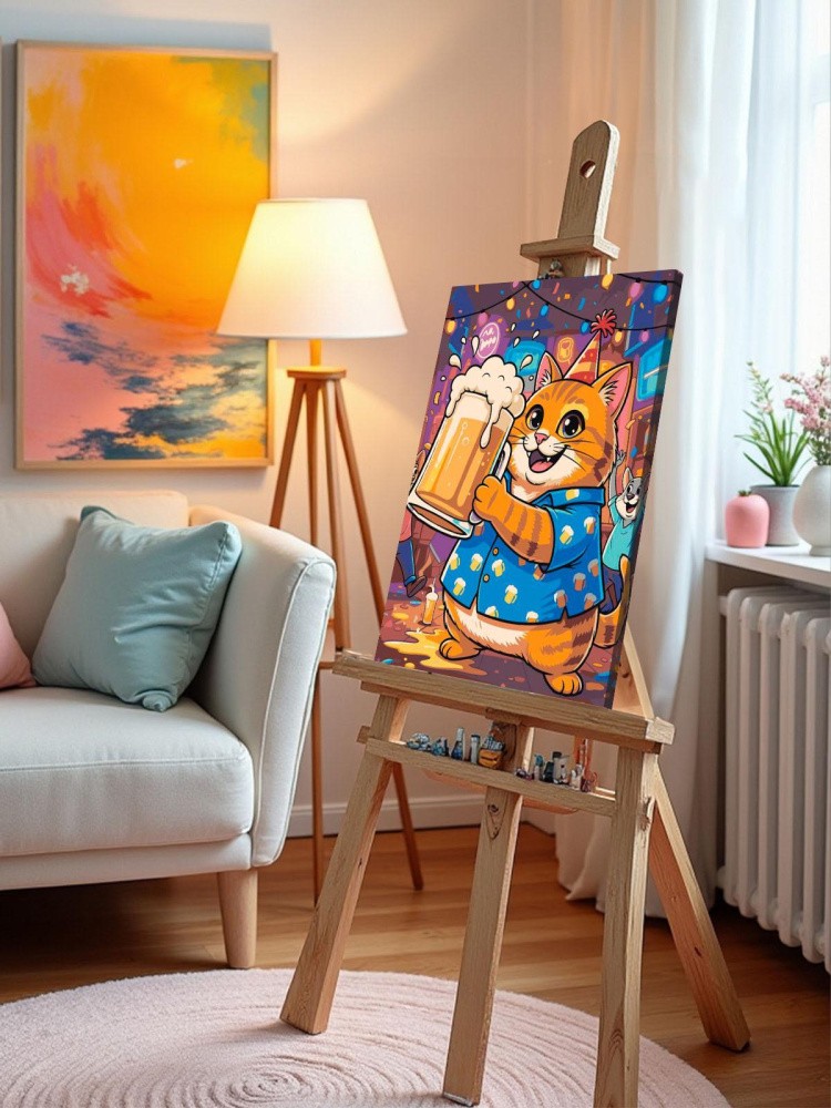 Картина по номерам Рыжий кот с пивом Праздник — картинка 11