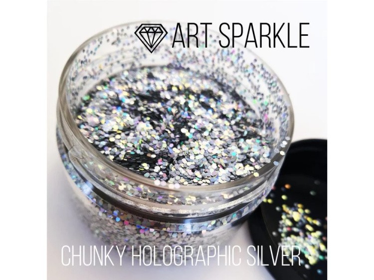 Глиттер крупный Chunky Holographic Silver, 50 г, Craftsmen.store — картинка 2