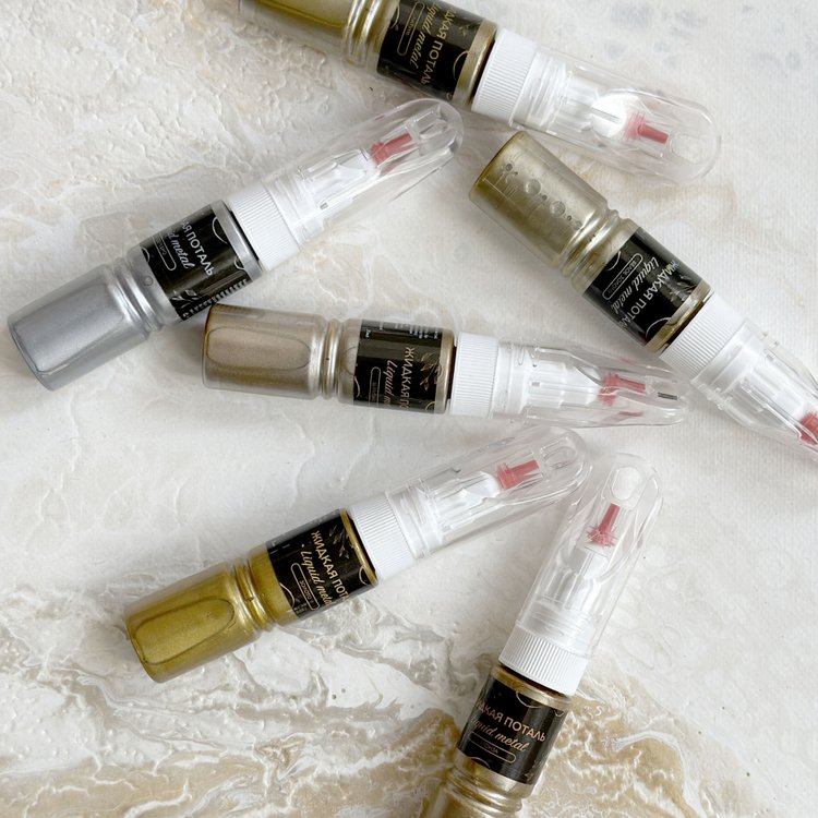 Жидкая поталь Liquid Metal Золото 2в1, 20 мл — картинка 7