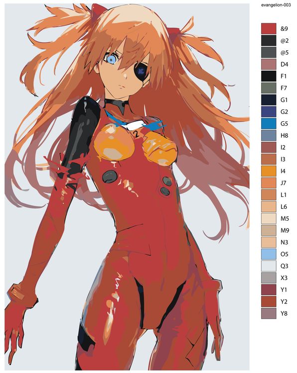 Картина по номерам «Evangelion Евангелион: Аска Лэнгли» — картинка 2