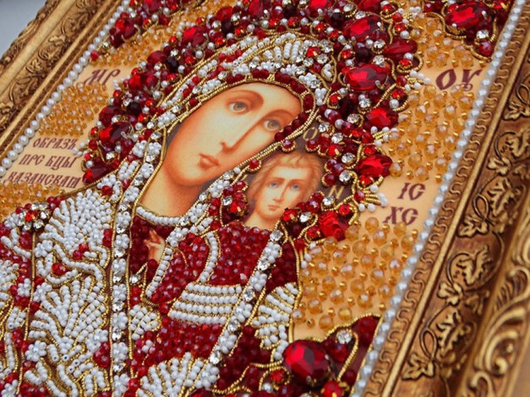 Набор вышивки хрустальными камнями «Казанская (золотая)» — картинка 8