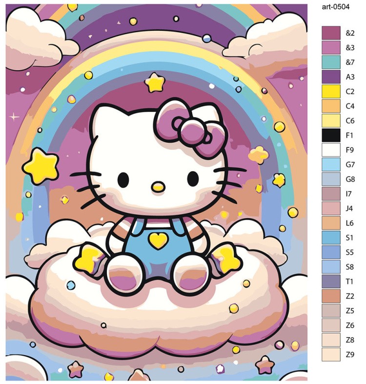 Картина по номерам «Хеллоу Китти Hello Kitty: радуга и звезды» — картинка 2