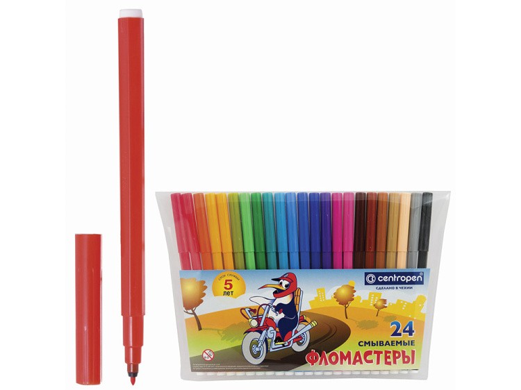 Фломастеры CENTROPEN, 24 цвета, Пингвины — картинка 2