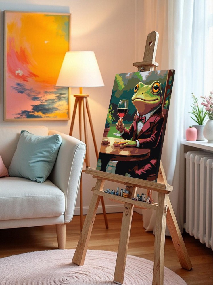 Картина по номерам Лягушка в костюме с бокалом вина — картинка 10