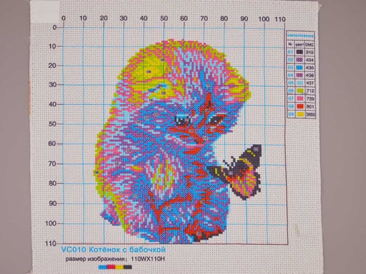 Набор для вышивания «Милый котенок с бабочкой» — картинка 4