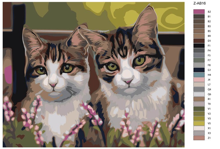 Картина по номерам «Кошка и кот» — картинка 2