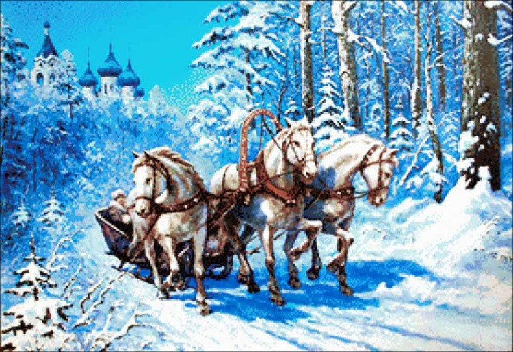 Алмазная вышивка «Русская тройка» — картинка 2