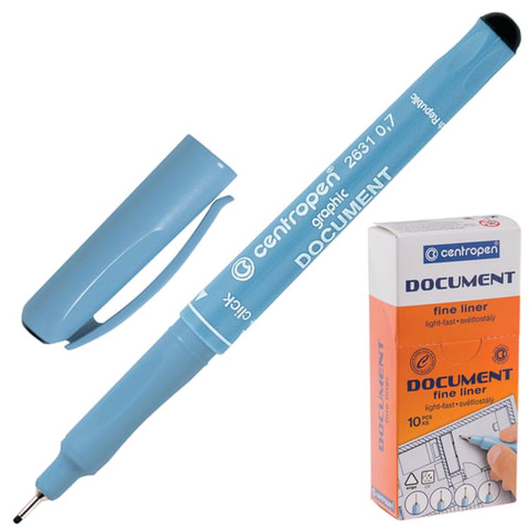 Ручка капиллярная (линер) черная CENTROPEN «Document», линия письма 0,7 мм — картинка 2