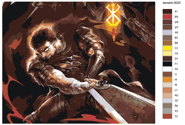 Картина по номерам «Берсерк Berserk манга аниме: Гатс 40x50» — картинка 2