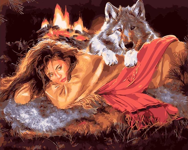 Картина по номерам «Женщина и волк»