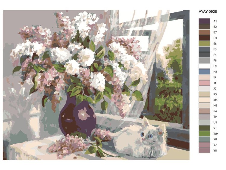 Картина по номерам «Котёнок и букет цветов» — картинка 2