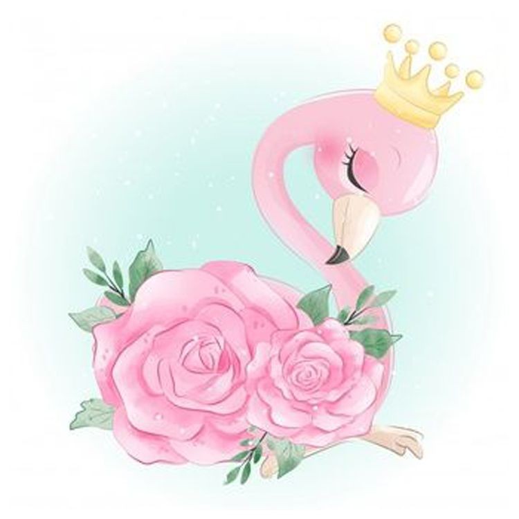 Алмазная вышивка «Фламинго с цветами»