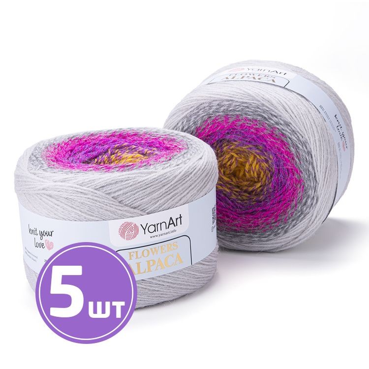 Пряжа YarnArt Flowers Alpaca (415), мультиколор, 5 шт. по 250 г